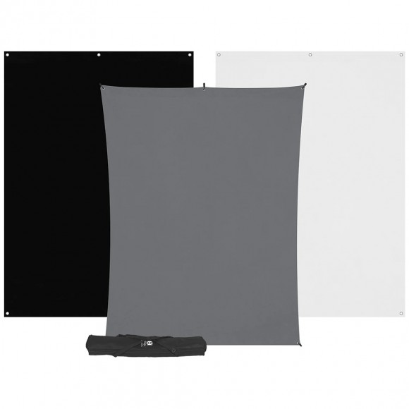 Westcott 615K X-Drop 3-Pack Backdrop Kit 1.5 x 2.1m - White/Black/Grey 